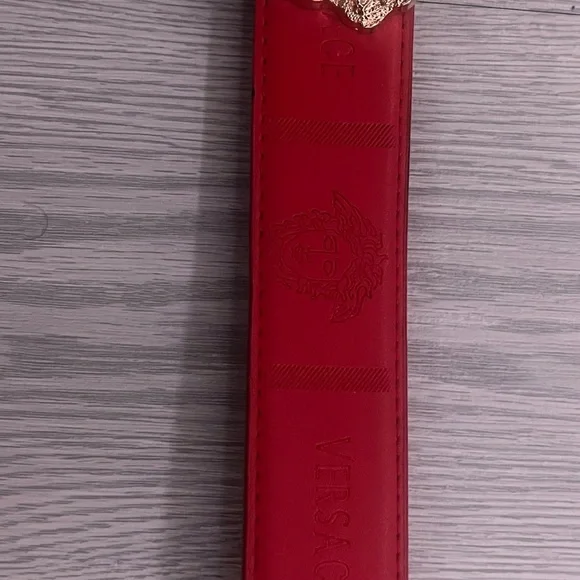 Versace Red Belt with Gold Medusa Buckle - Picture 3 of 8